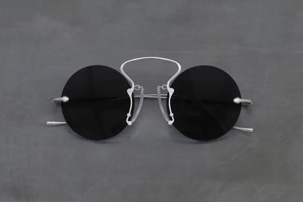 RIGARDS X UMA WANG Joint Stainless Steel Frameless Glasses RG00UW9(A) Series RG-RG00UW9(A)-FGYKSH Retro Silver Frame Dark Gray Lenses